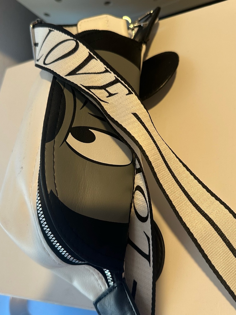 LOVE Strap White and Black Women’s Sling mickey mouse